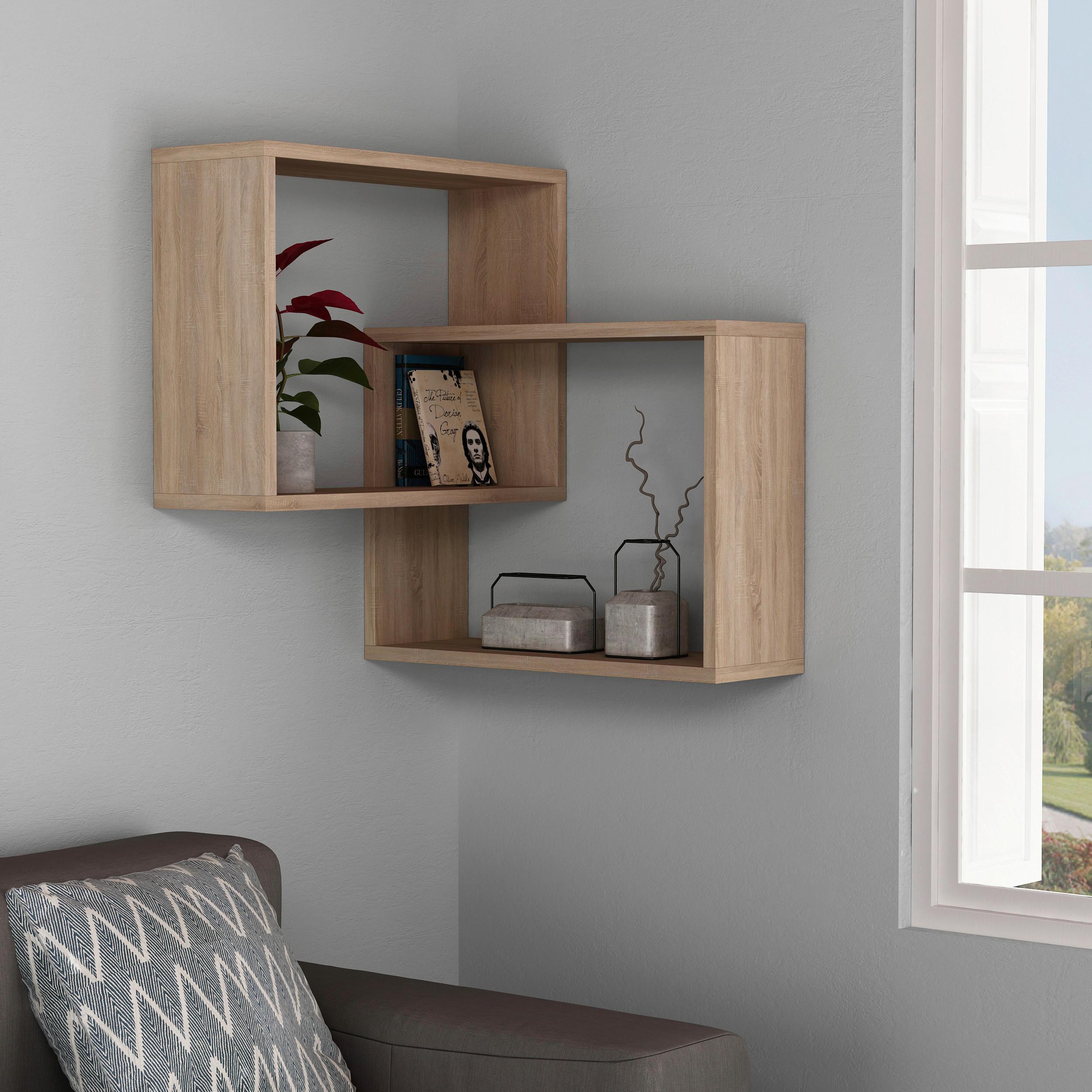 Wandboard Ring Eckregal - Eichefarben, Design, Holzwerkstoff (60/68/20cm) - Livetastic