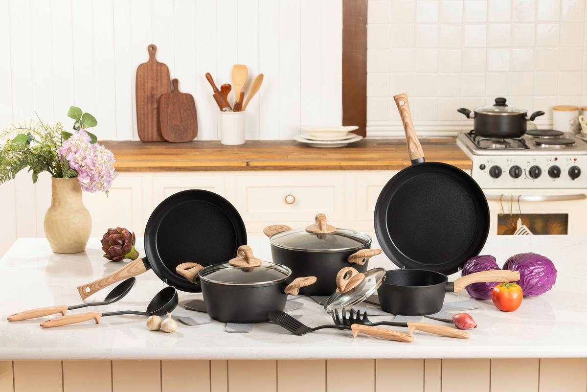 Kochtopfset Rico - Klar/Schwarz, Basics, Glas/Kunststoff - James Wood