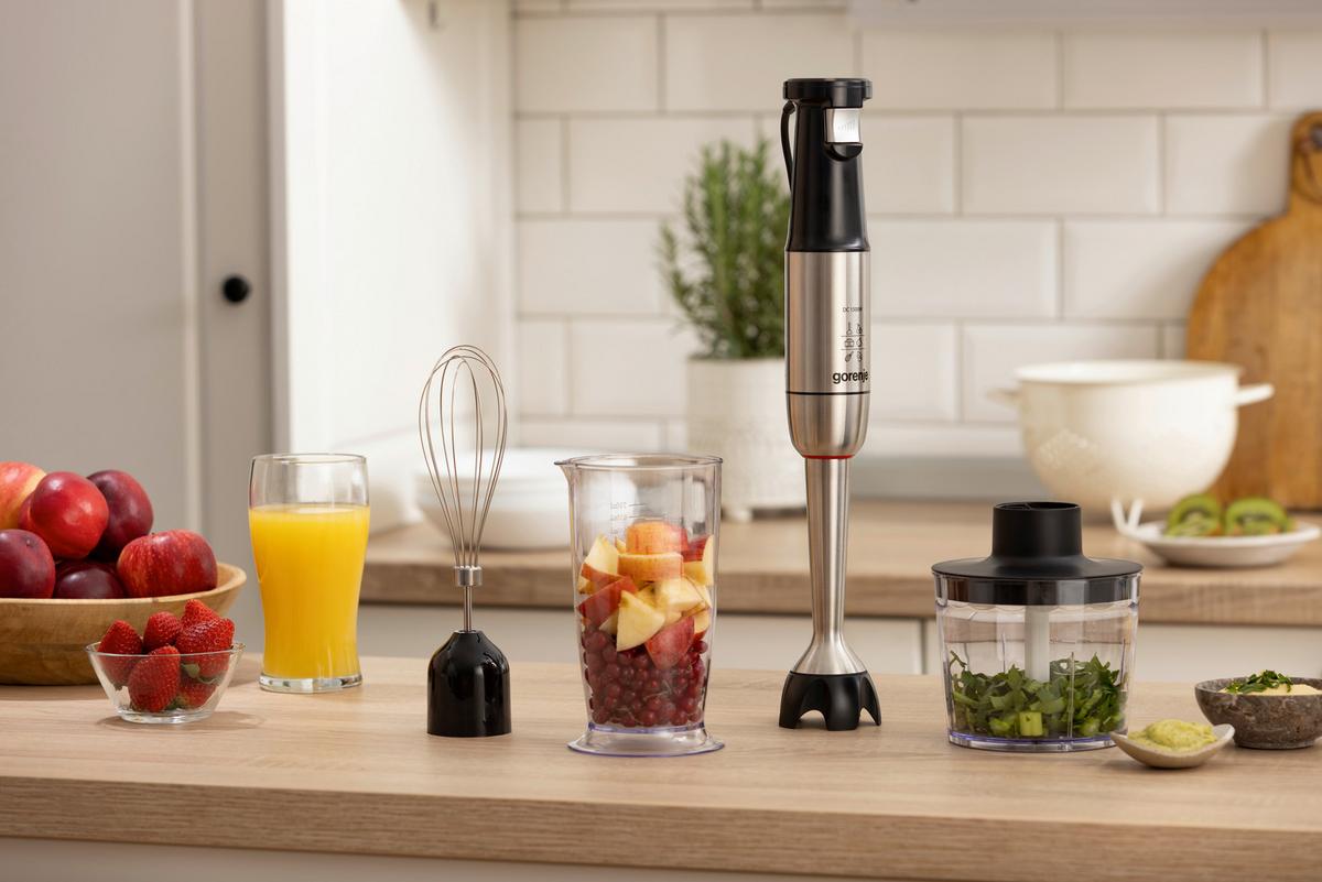 STABMIXER-SET 1500W, 0,5l Behälter - Edelstahlfarben/Schwarz, MODERN, Kunststoff/Metall (5,6/41,8/8,9cm) - Gorenje