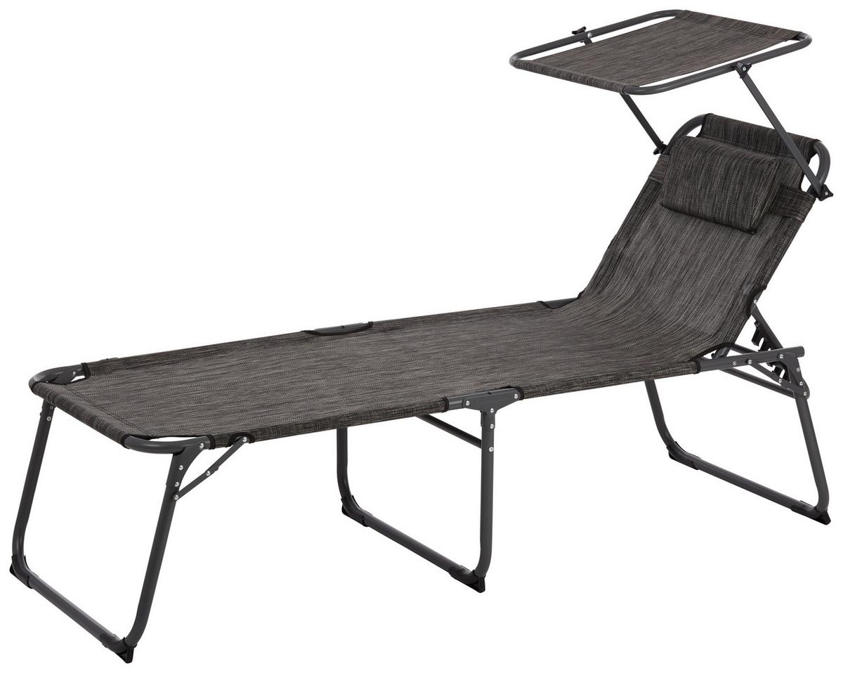 OPALOVACÍ LEHÁTKO BONO 3 - antracitová, Moderní, kov/plast (200/70/46,5cm) - Mömax