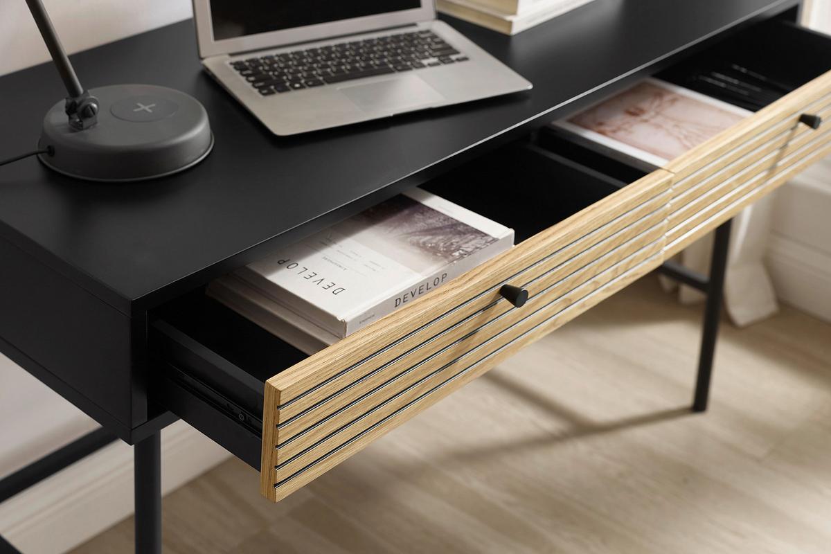 Schreibtisch Schwarz/Eichefarben L: 120cm - Eichefarben/Schwarz, Design, Holz/Holzwerkstoff (120/50/75cm) - Livetastic