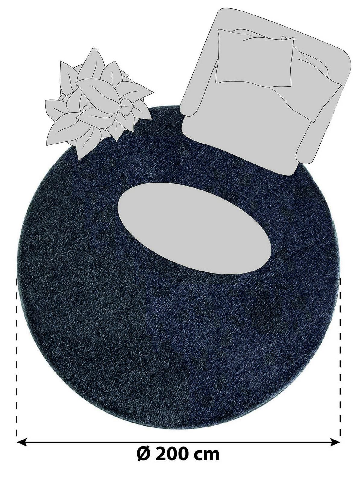 Hochflor Teppich Grau Ata Rund Ø 200 cm - Grau, KONVENTIONELL, Textil (200cm) - Novel
