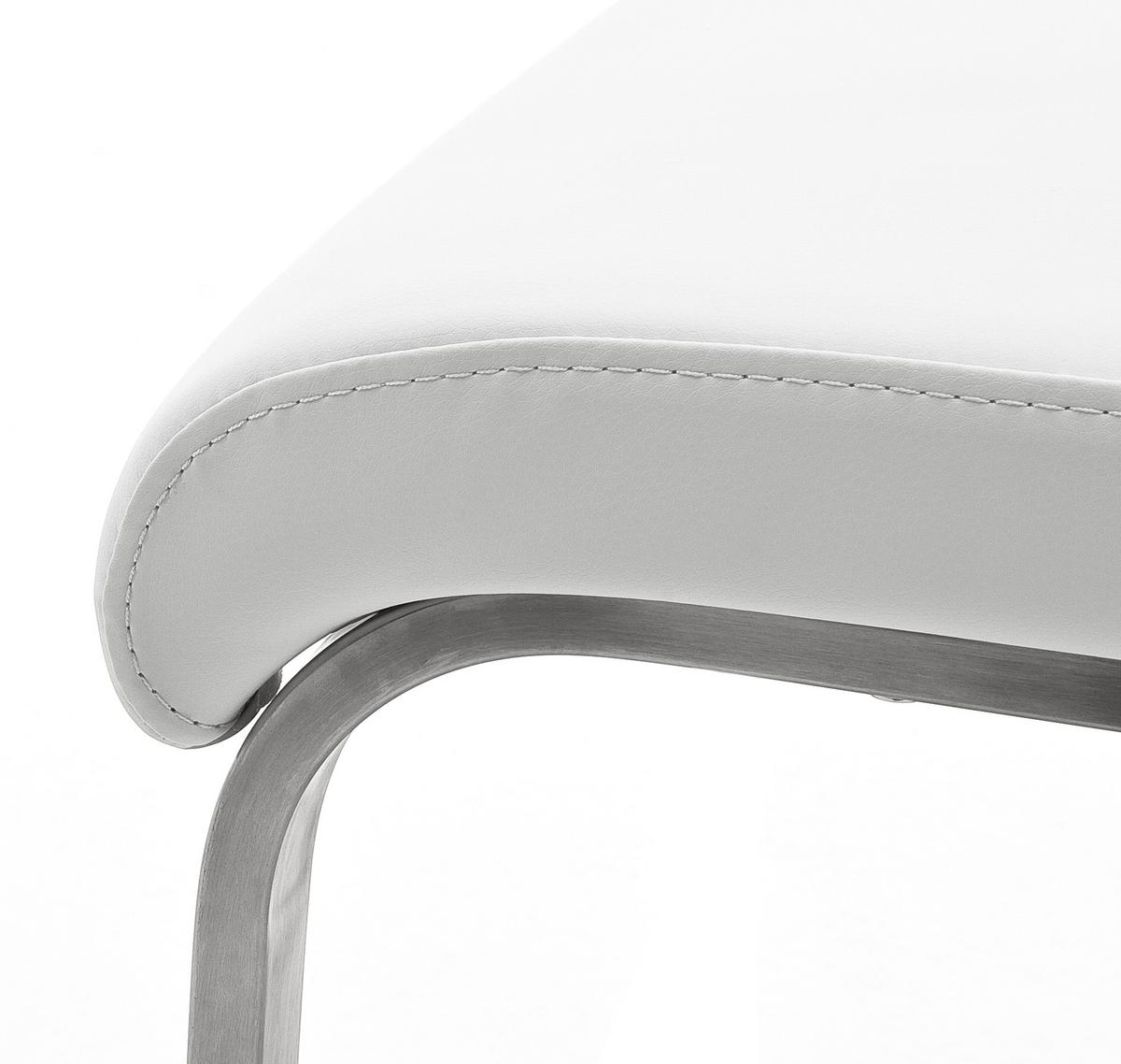 Eckbank Weiß Echtleder Arco 200x150 cm - Edelstahlfarben/Weiß, Design, Leder/Metall (200/150cm) - Livetastic