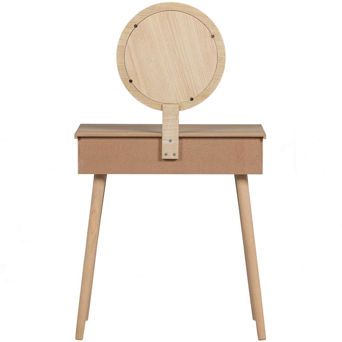 Schminktisch Soof Naturfarben L: 70cm - Naturfarben, Design, Glas/Holz (70/40/125cm) - Livetastic