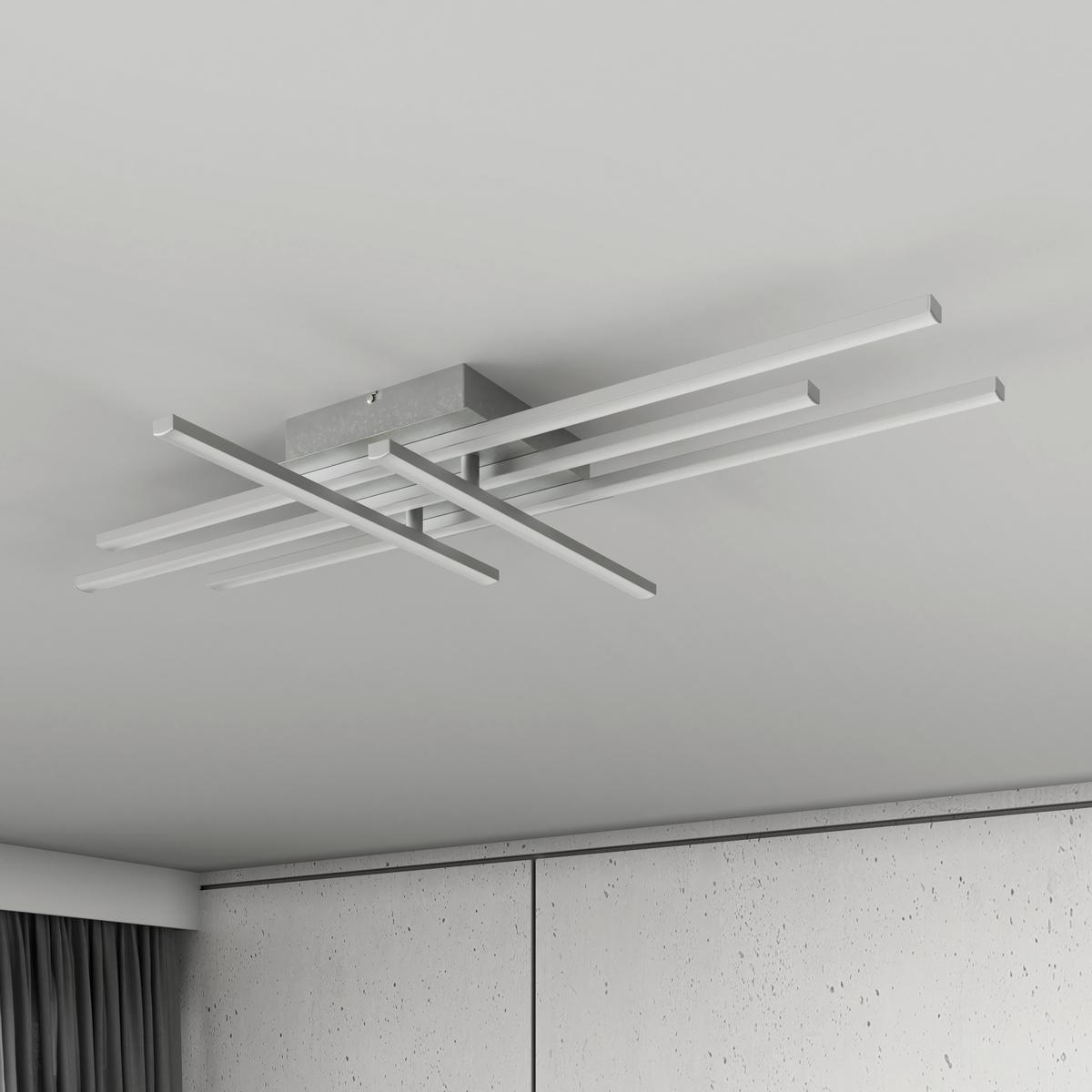 LED-DECKENLEUCHTE CINDY - Silberfarben, Basics, Kunststoff/Metall (40/69/6,5cm) - Luca Bessoni