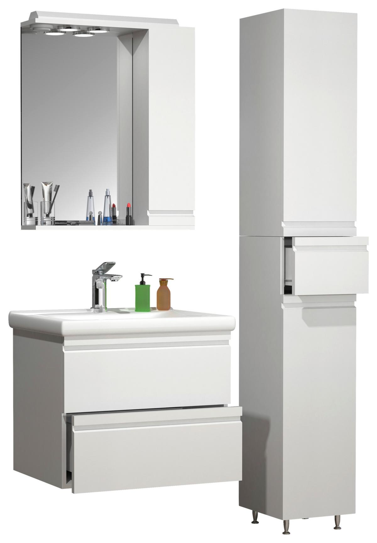 Badezimmer Silora L - Weiß, MODERN, Glas/Keramik (90cm) - MID.YOU