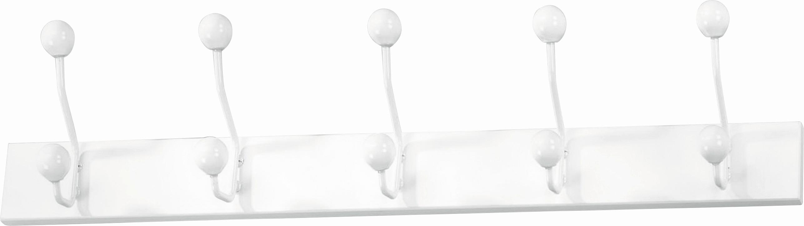 LIŠTA S HÁČKY GREVE - bílá, Moderní, kov/kompozitní dřevo (65/13/7cm)