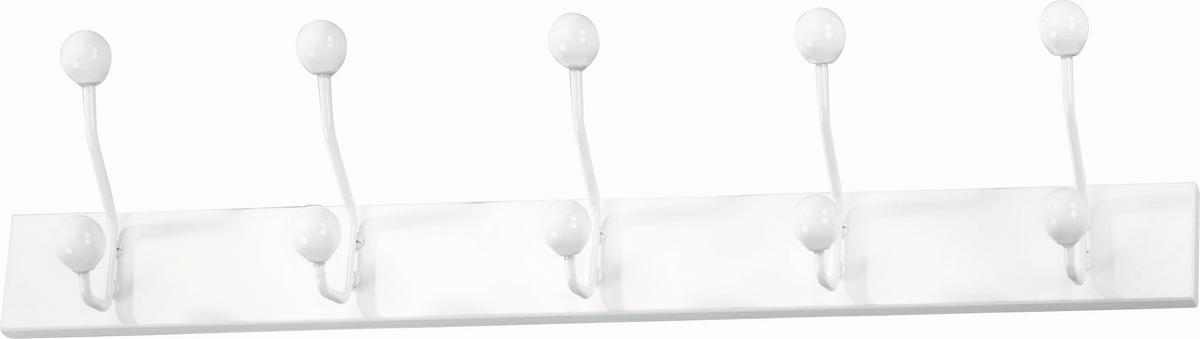 LIŠTA S HÁČKY GREVE - bílá, Moderní, kov/kompozitní dřevo (65/13/7cm)