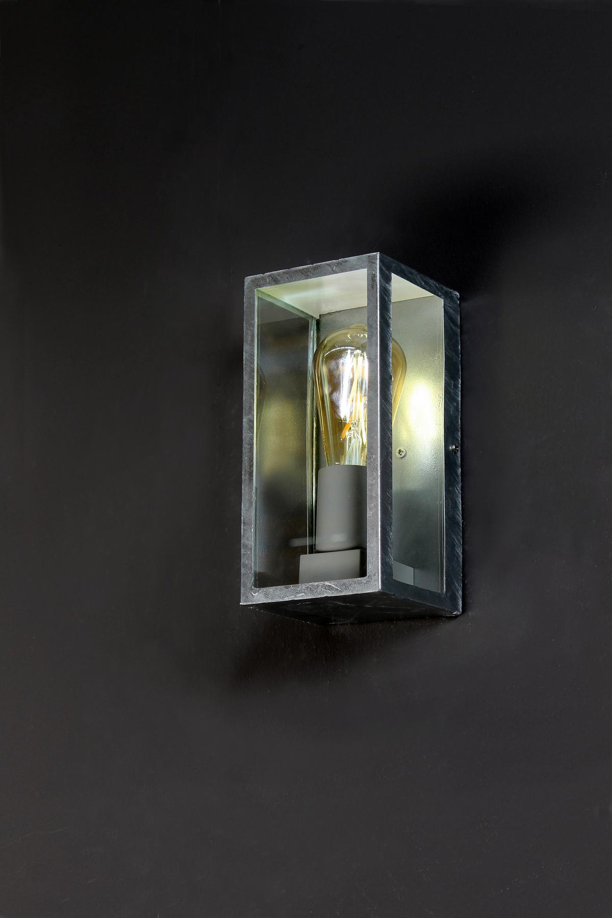 Außenwandleuchte Karo 60w Glas, Wandmontage - Klar/Zinkfarben, Basics, Glas/Metall (23,6/11/11cm)
