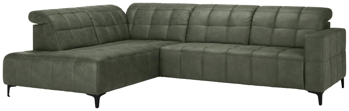 Rohová sedačka PANAMA, ľavá, olivovozelená - olivovozelená/čierna, Konventionell, kov/textil (216/304cm) - Premium Living