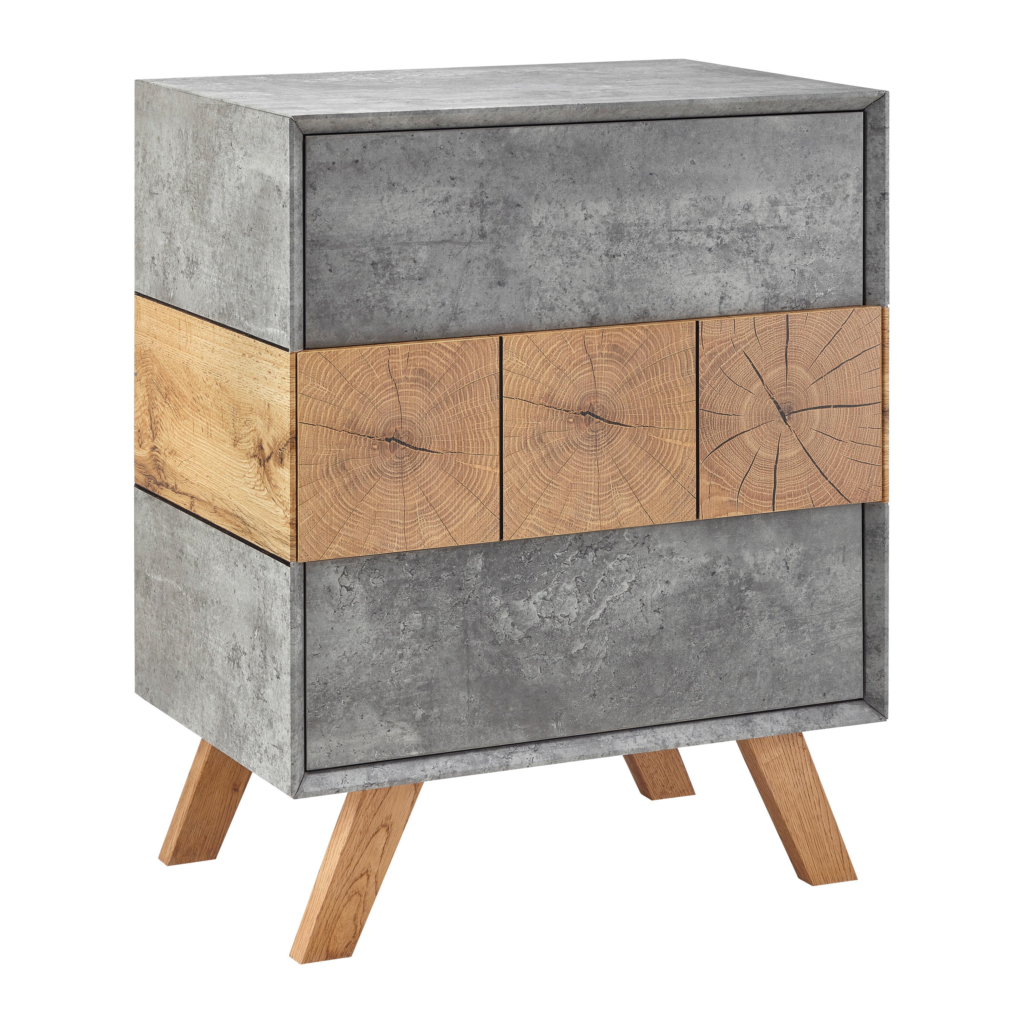 Nočný stolík CASPER - sivá/farba duba, Modern, drevo (60/75/40cm) - Bessagi Home