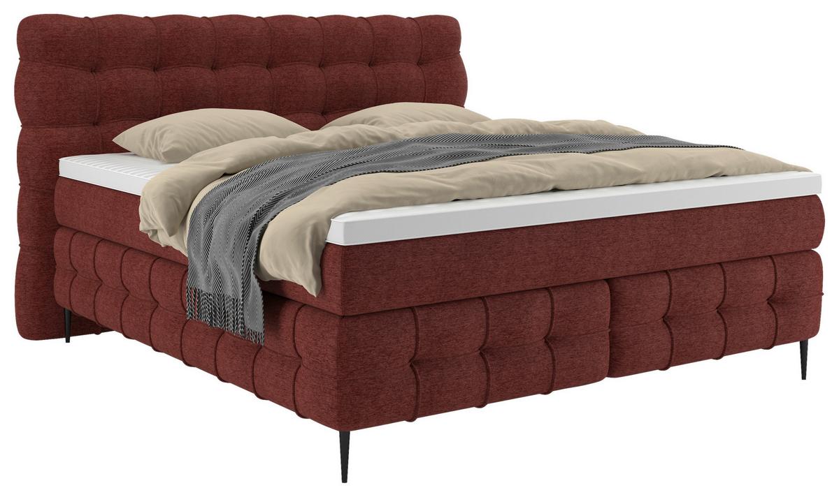 Boxspring- Ágy Scarlett 160/200cm - sötétvörös, Konventionell, faalapú anyag/textil (160/200cm)