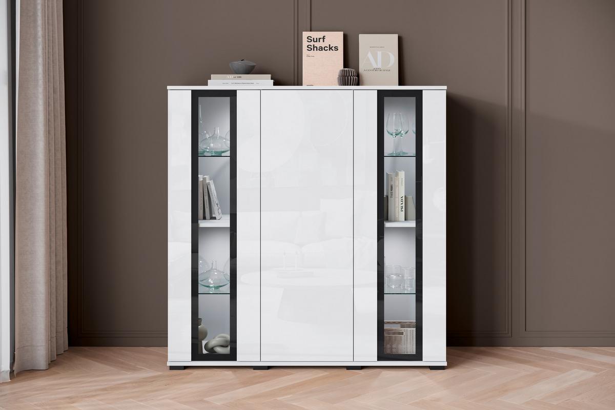 VYSOKÁ KOMODA CARO 120 - bílá/černá, Design, kompozitní dřevo/plast (120/121,9/39,5cm) - Livetastic