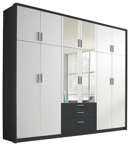 Drehtürenschrank Mit Spiegel + Laden 275cm Hildesheim, Weiß - Klar/Weiß, Design, Glas/Holzwerkstoff (275/231/56cm) - Rauch Möbel