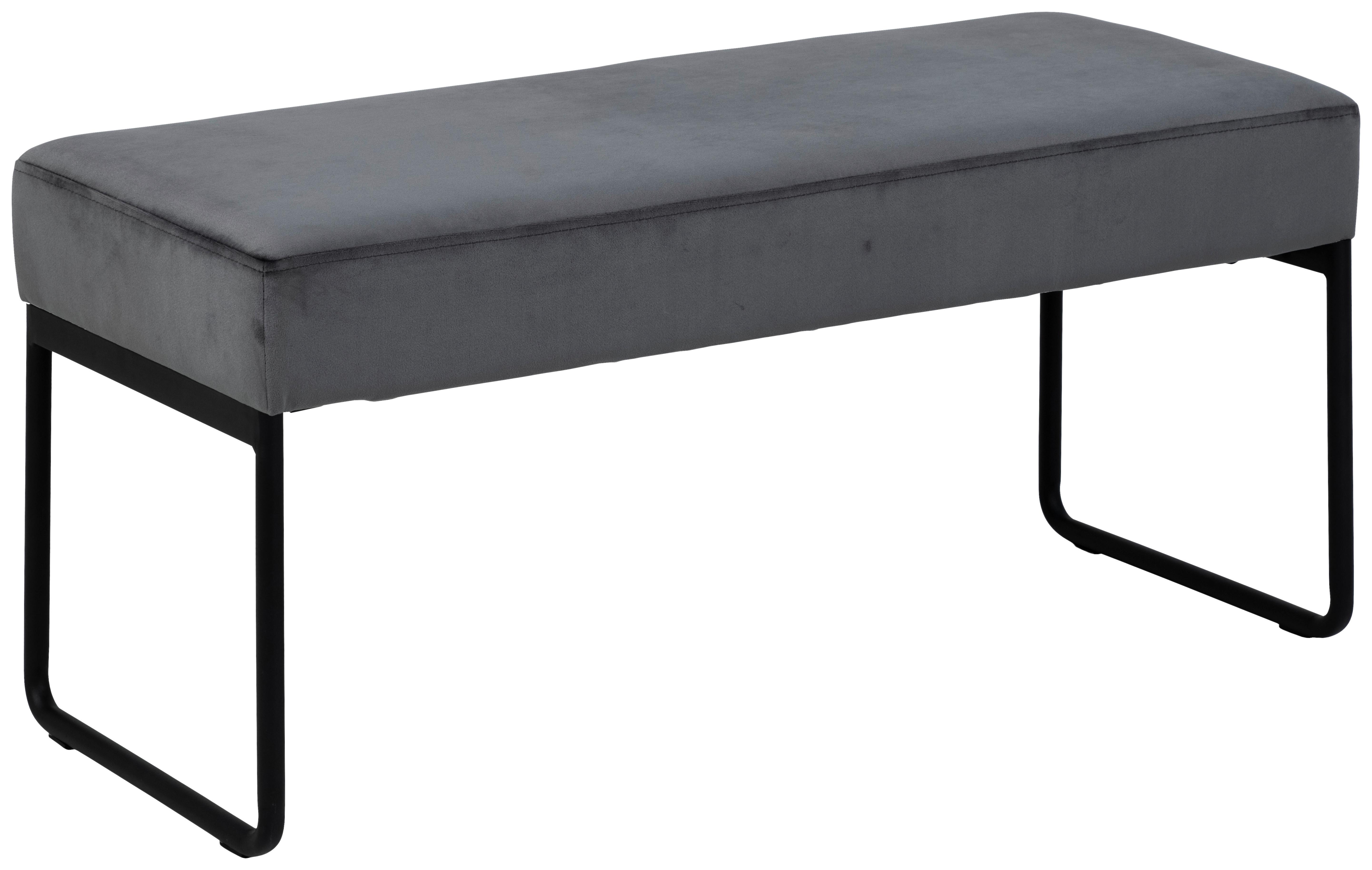 Hockerbank Xenia Velours Dunkelgrau H: 46 cm, Bettbank - Dunkelgrau/Schwarz, MODERN, Textil (95/46/38cm) - MID.YOU