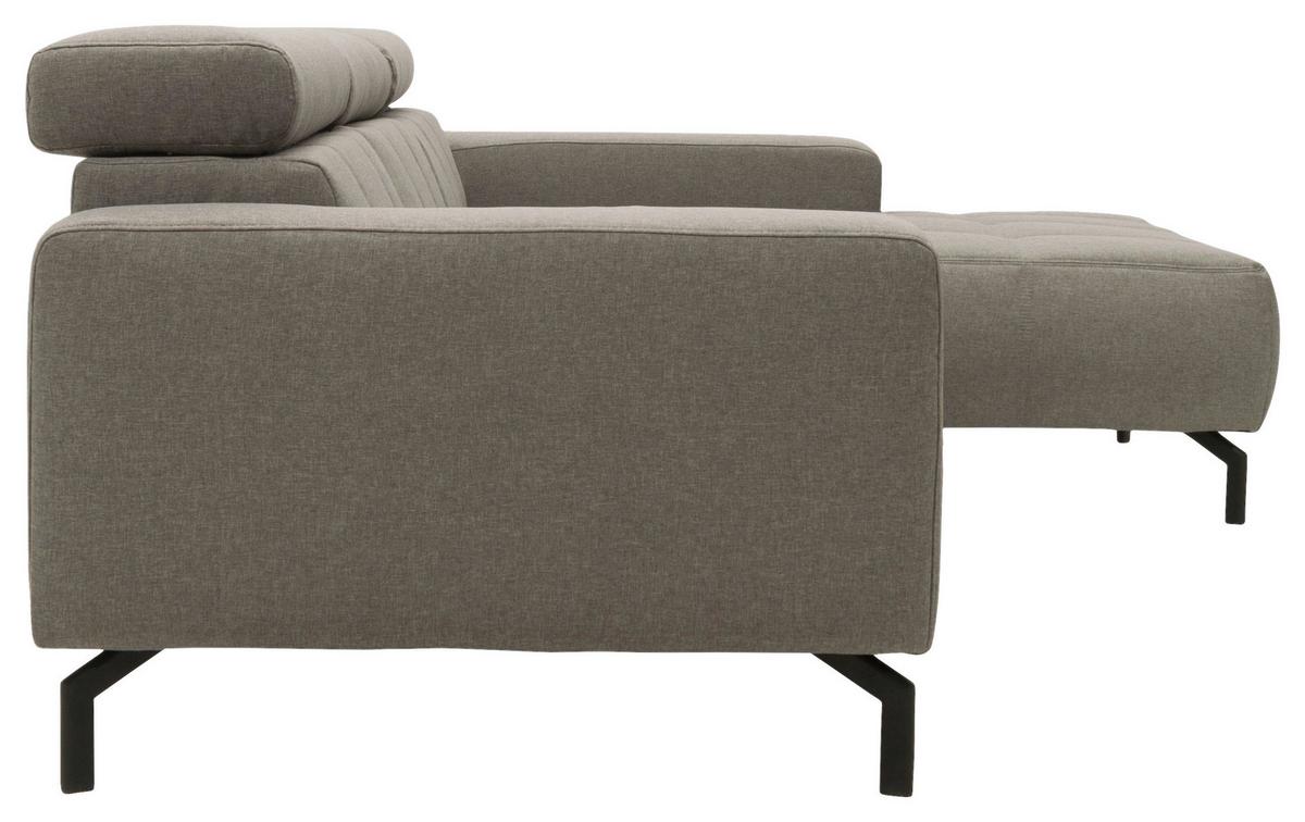 Ecksofa Cunelli Silberfarben Webstoff - Silberfarben/Schwarz, Design, Textil (292/175cm) - MID.YOU