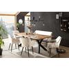 Tischgruppe Akazie Massiv/creme 6--Teilig. - Creme/Naturfarben, MODERN, Holz/Textil (240/110/76,5cm) - Livetastic