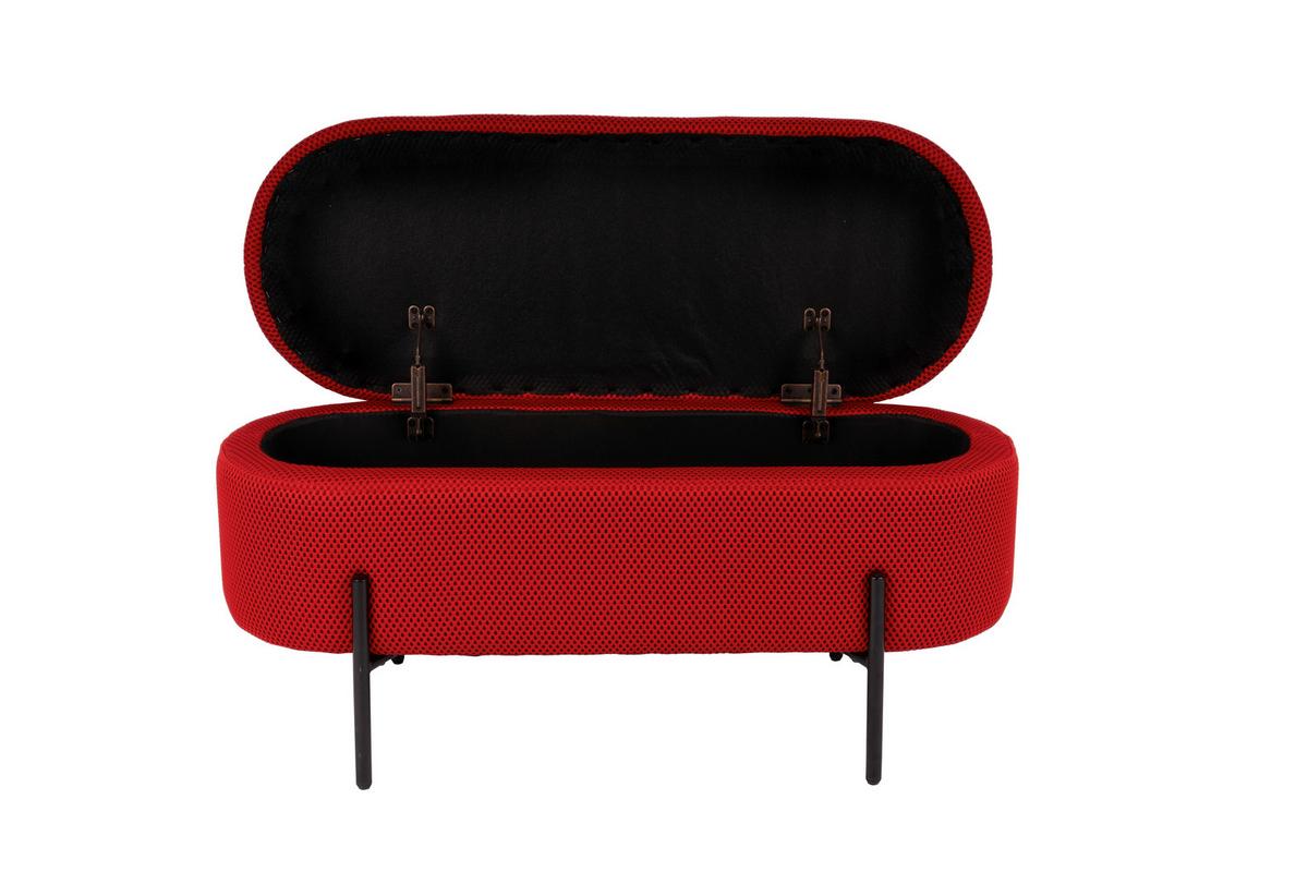 Hockerbank Carla Rot mit Stauraum L: 95 cm - Rot/Schwarz, Design, Textil/Metall (95/43/36cm)