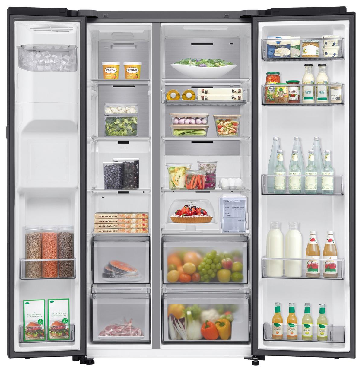 Side-by-side Rs80f67kcfef Eekl: C,  No-Frost - Schwarz, Basics, Glas/Kunststoff (91,2/178/72,6cm) - Samsung