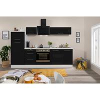 Küchenzeile mit Geräten 270 cm Schwarz Hochglanz/Weiß - Schwarz/Weiß, KONVENTIONELL, Holzwerkstoff (270cm) - Respekta