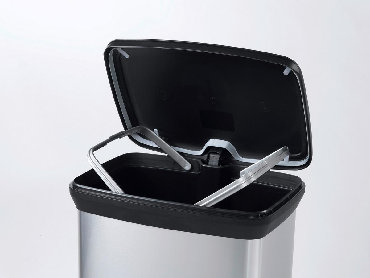 Mülleimer Deco Mit Deckel 50 L Kunststoff Schwarz/silber - Silberfarben/Schwarz, Basics, Kunststoff (36,0/81,1/44,0cm) - Keter
