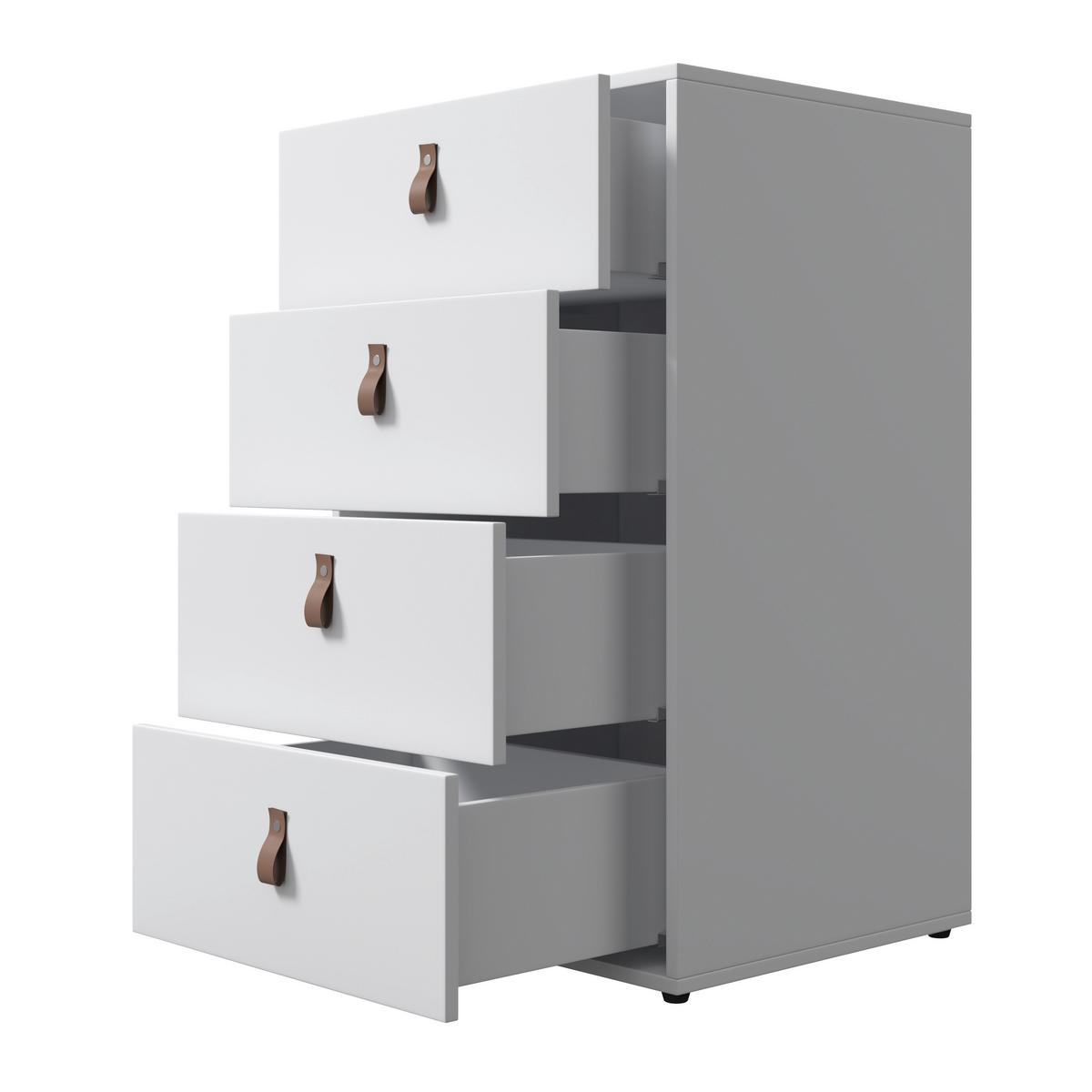 Komoda Mick - bílá/černá, Moderní, kompozitní dřevo/plast (46/77/40cm) - Modern Living