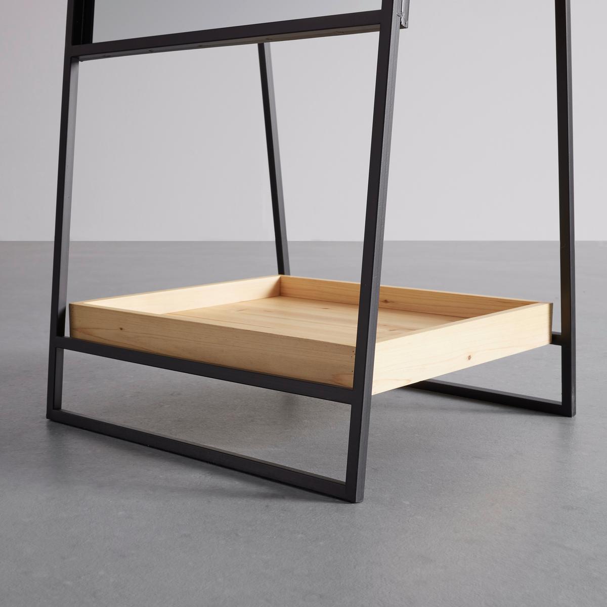 Zrcadlo MALDI - černá/přírodní barvy, Moderní, kov/dřevo (45/161/30cm) - P & B