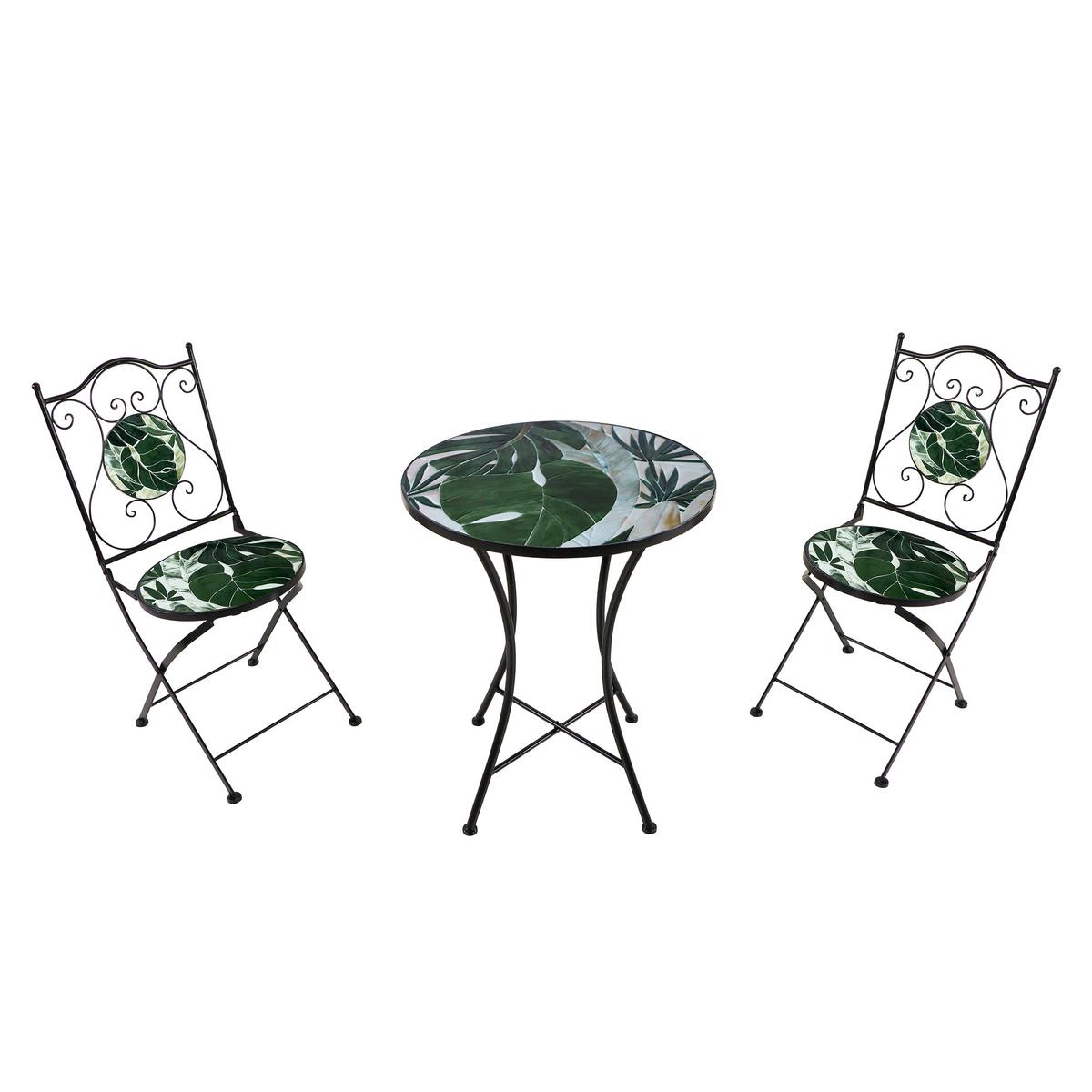 Gartenset Amelie Tropical Grün - Schwarz/Weiß, Basics, Keramik/Metall (60/75cm) - Ambia Garden