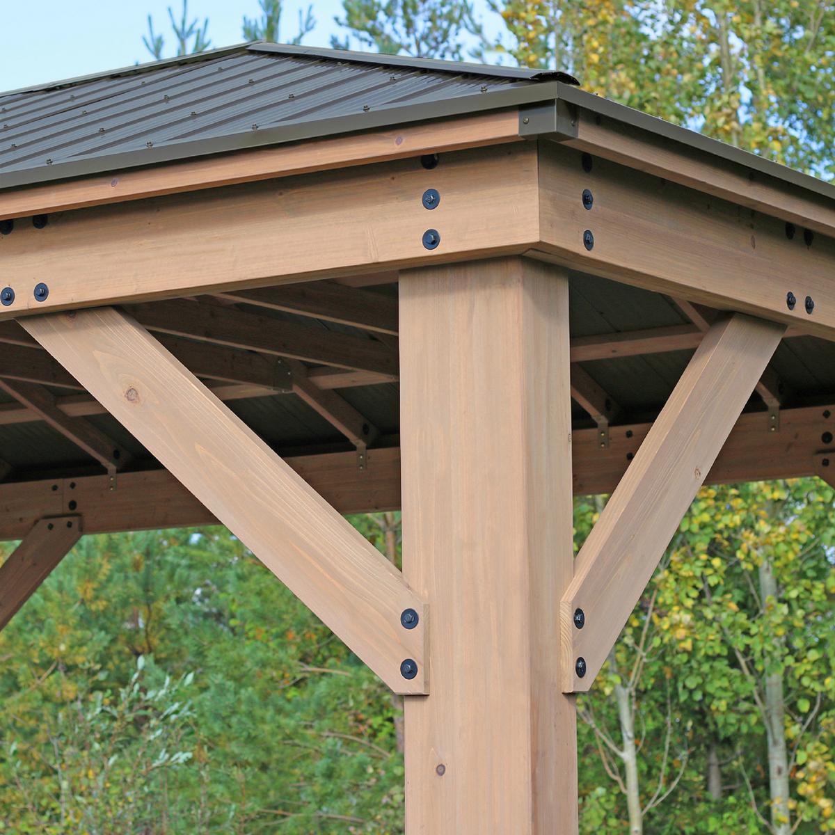 Pavillon Devon 490x315x371cm wetterfest - Bronzefarben/Mokka, Basics, Holz/Metall (490/315/371cm)