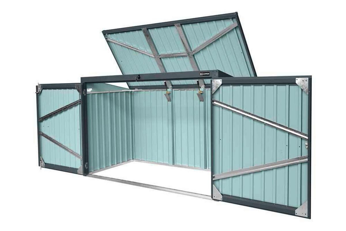 Mülltonnenbox Für 3 Tonnen 212x134x101 Cm Ohne Boden - Anthrazit, Basics, Metall (212/134/101cm)