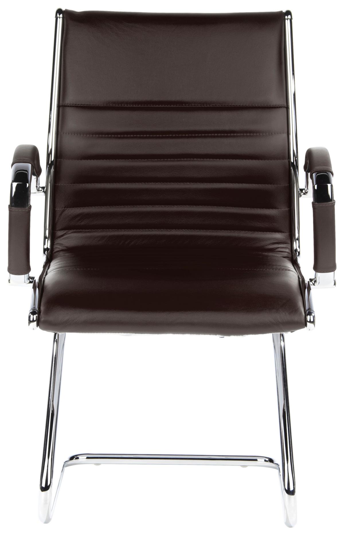 Besucherstuhl Parma V Dunkelbraun - Chromfarben/Dunkelbraun, MODERN, Leder/Textil (62/94/46cm) - MID.YOU