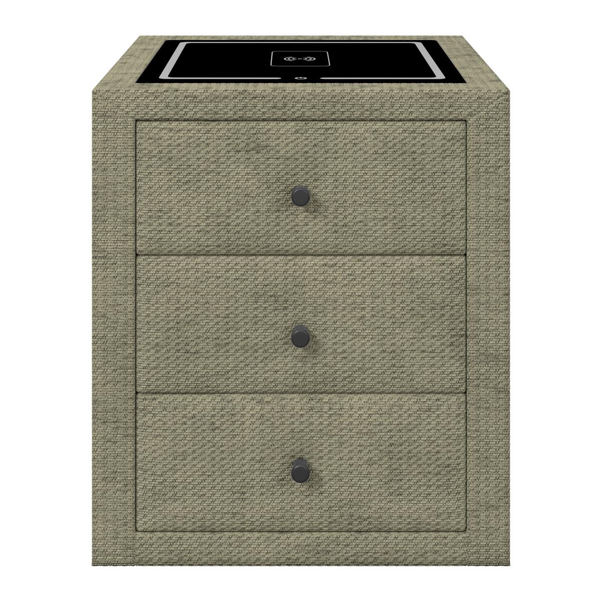 Nachtkästchen Brisbane II mit Induktionsladezone B: 49,5cm - Grün, Trend, Glas/Holzwerkstoff (49,5/56,5/46cm) - Sembella