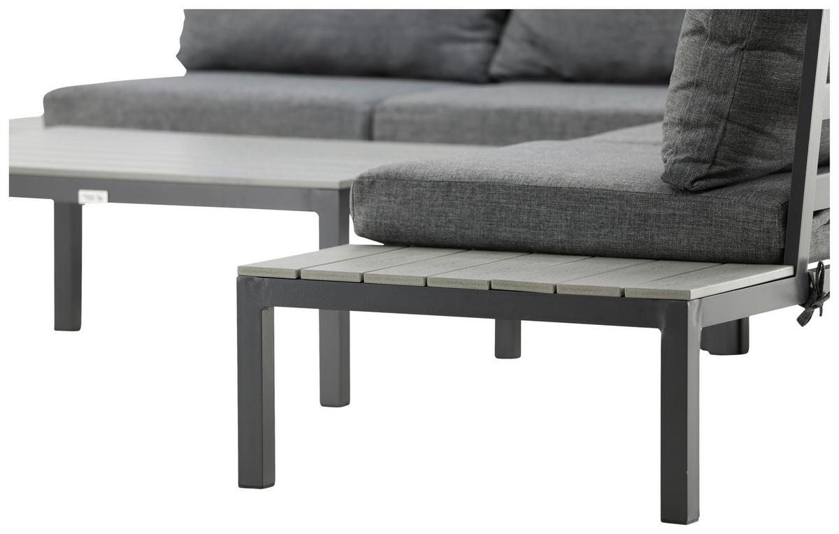 Loungegarnitur Odense - Schwarz, KONVENTIONELL, Metall (133/167cm) - Gardenson