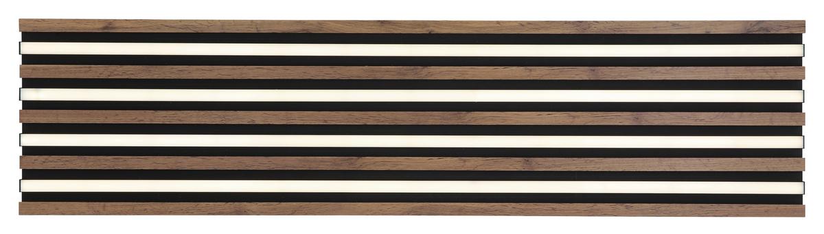 LED-DECKENLEUCHTE 67347D5CCT HAYDEN - Dunkelbraun/Schwarz, Natur, Holzwerkstoff/Kunststoff (120/30/6cm) - Globo