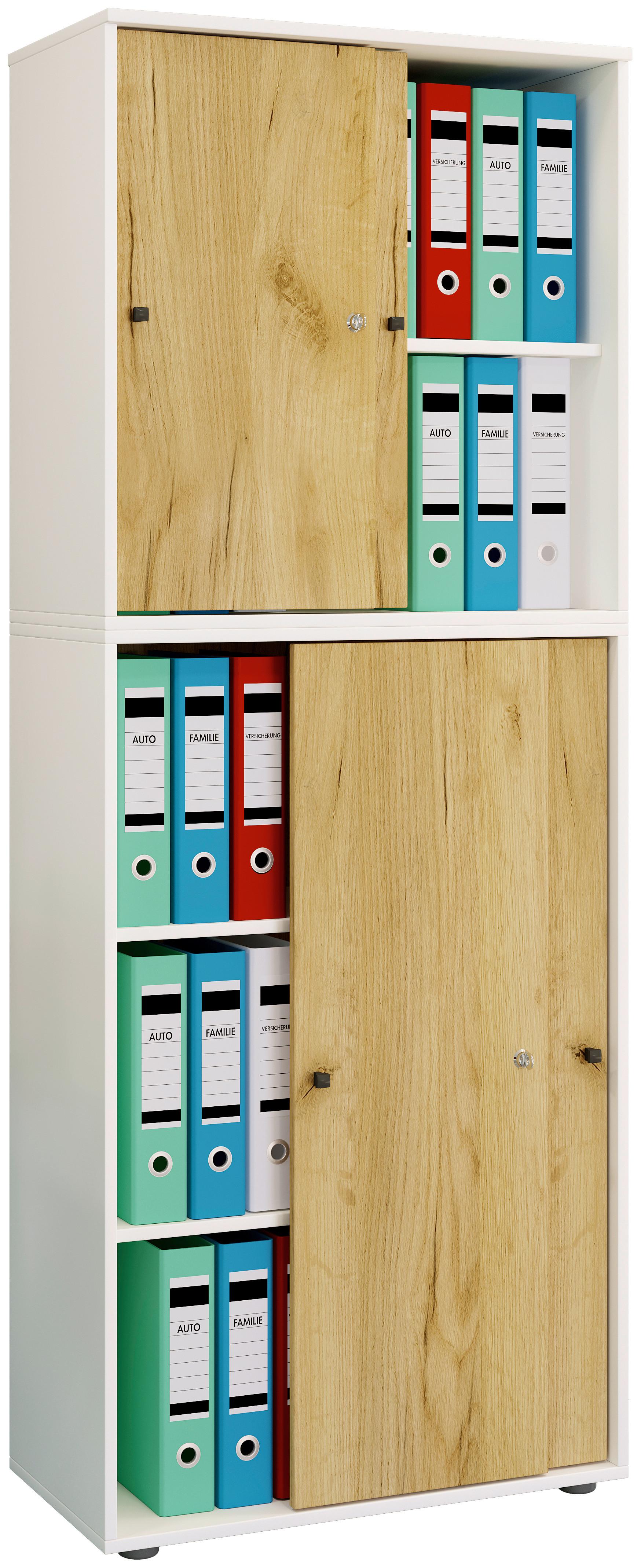 Aktenschrank Lona Weiß/eiche Dekor B: 70 Cm - Honigeiche/Weiß, Design, Holzwerkstoff (70/183/37cm) - MID.YOU