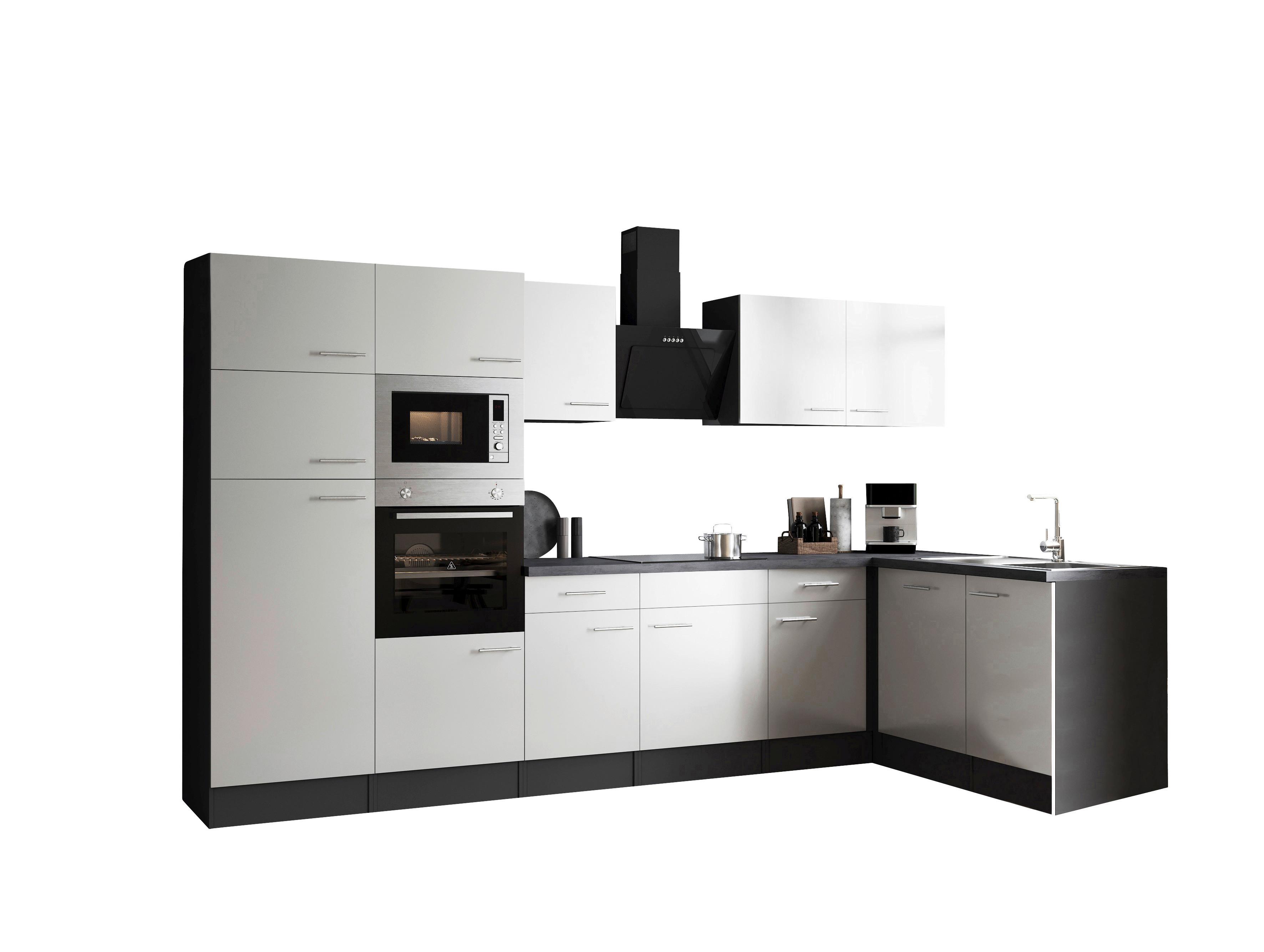 Eckküche Oliver Grau, Weiß S: 340x172cm - Weiß/Grau, Design, Holzwerkstoff (340cm) - Respekta