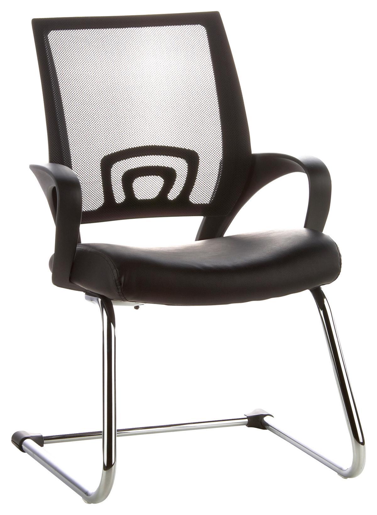 Besucherstuhl Visto Net V Schwarz Bis 110 Kg - Silberfarben/Schwarz, Basics, Kunststoff/Textil (57/98/52cm) - MID.YOU