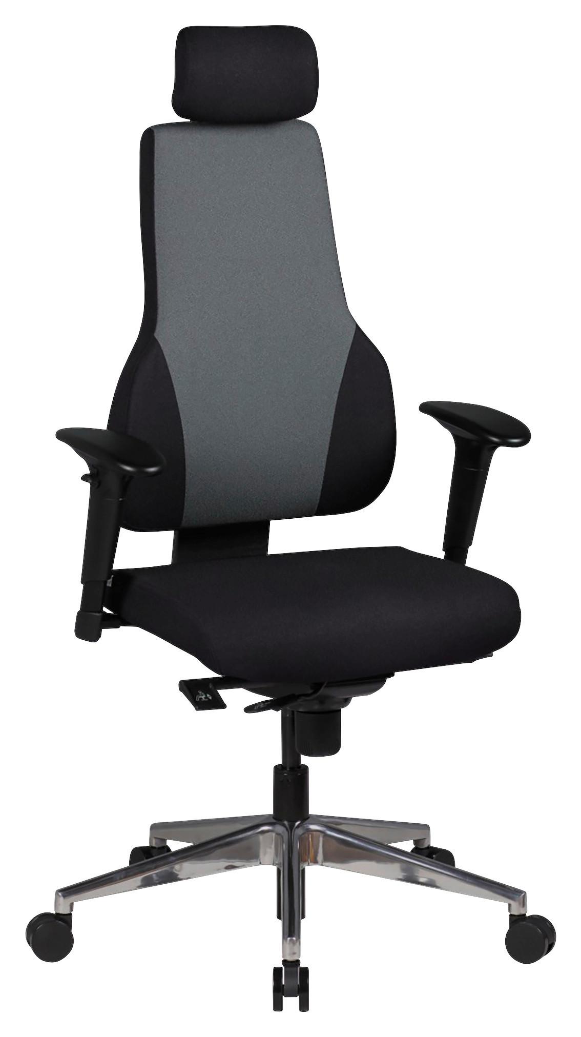 Bürostuhl Quentin Mit Armstützen Grau Bis 120 Kg - Schwarz/Alufarben, MODERN, Kunststoff/Textil (63/149/63cm) - MID.YOU