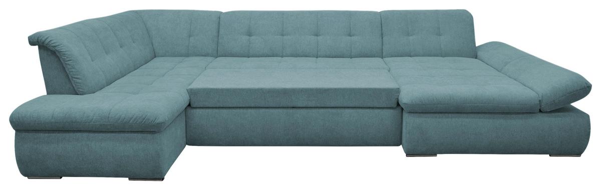 Wohnlandschaft Moric Mit Schlaffunktion Petrol - Chromfarben/Petrol, KONVENTIONELL, Textil (216/353/172cm) - MID.YOU
