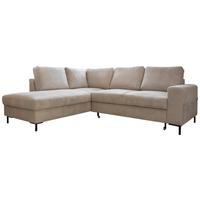 Sedačka LEONIE L, ľavá, béžový menčester - čierna/béžová, Design, kov/drevo (197/237cm)