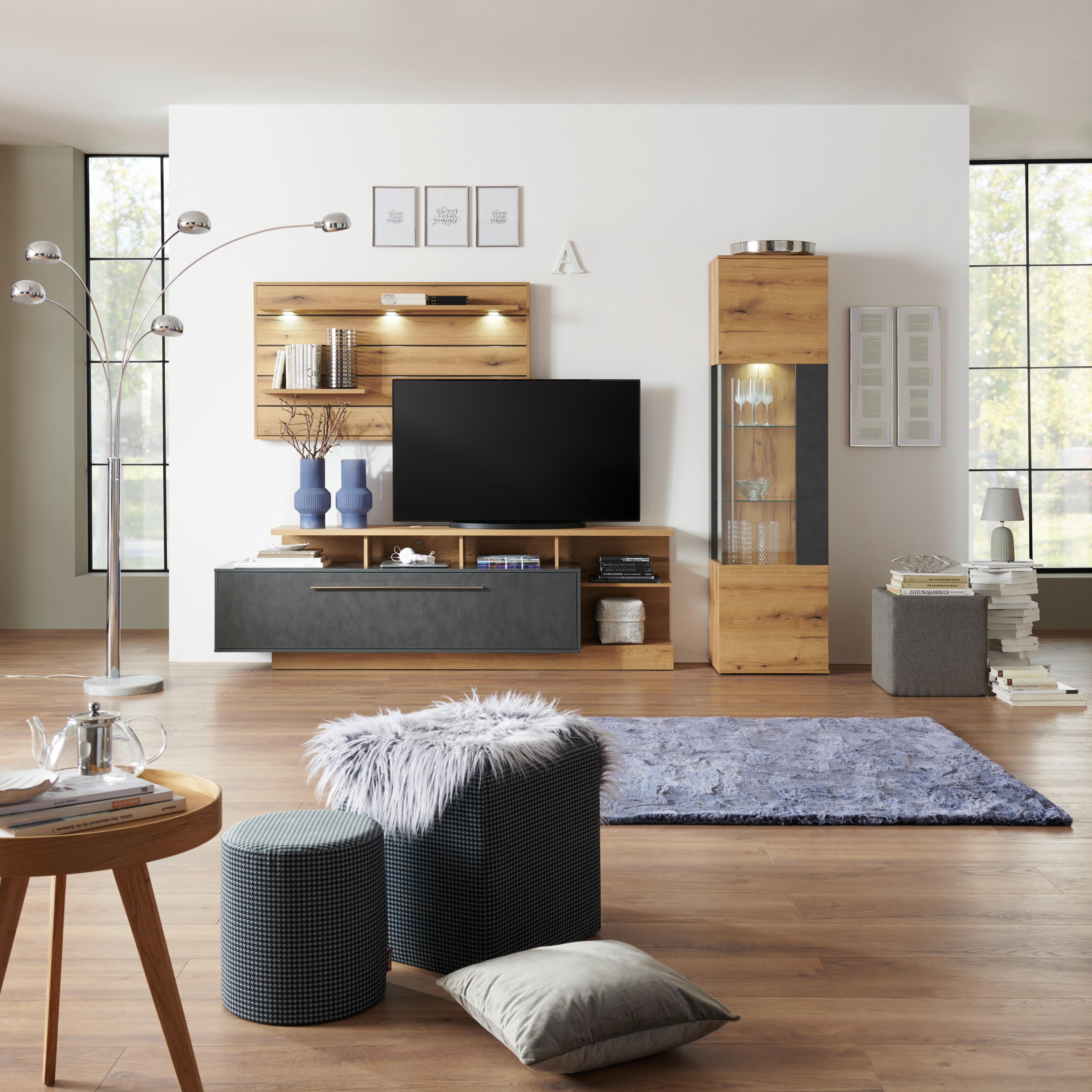 Wohnkombination Modern 3-tlg. Limit Matera/eiche Dekor - MODERN, Glas/Holzwerkstoff (273/201/40cm)