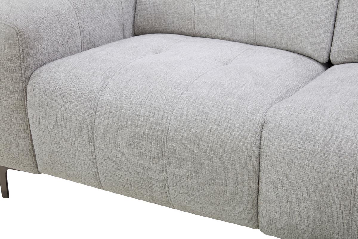 Trojmiestna pohovka ALVARO, sivý zamat, relax.funkcia - sivá/prírodná farba, Modern, kov/drevo (220/79/109cm) - Mömax