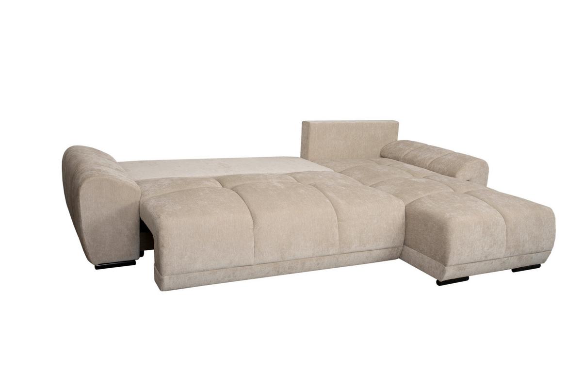 Rohová sedačka BONN, oboustranná, béžová žinylka - černá/béžová, Moderní, textil/plast (296/182cm)