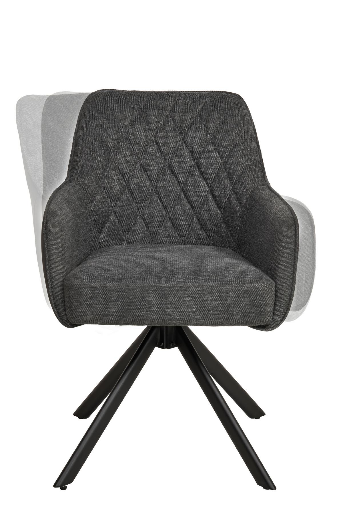 Armlehnstuhl Julie Grau, Sitzfläche 360° Drehb. - Schwarz/Grau, KONVENTIONELL, Holz/Textil (57/84/63cm) - Livetastic