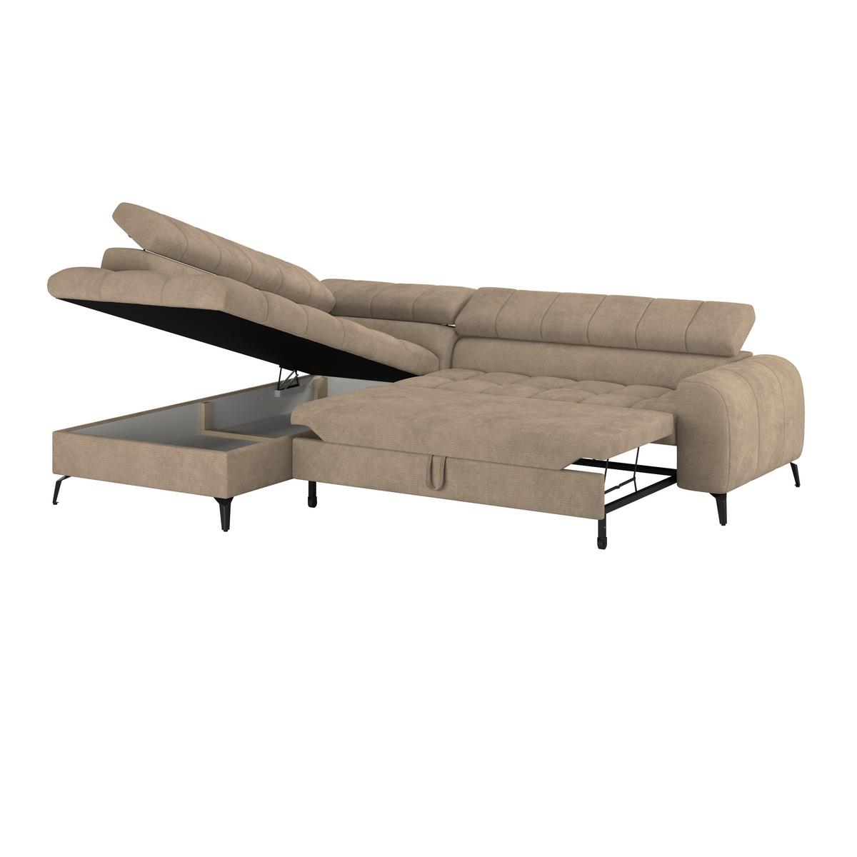 Ecksofa Volf Links New Beige, S: 203x261 cm - Beige/Schwarz, Trend, Kunststoff/Textil (203/261cm)