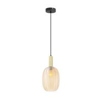 ZÁVĚSNÉ SVÍTIDLO EMO - jantarové barvy/černá, Moderní, kov/sklo (18/120cm) - Mömax