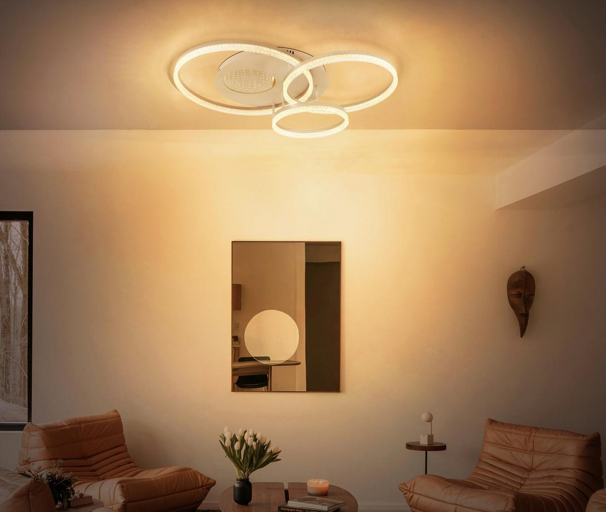STROPNÉ LED SVIETIDLO SANFORD - číra/piesková, Design, kov/plast (78/60/14cm) - Globo