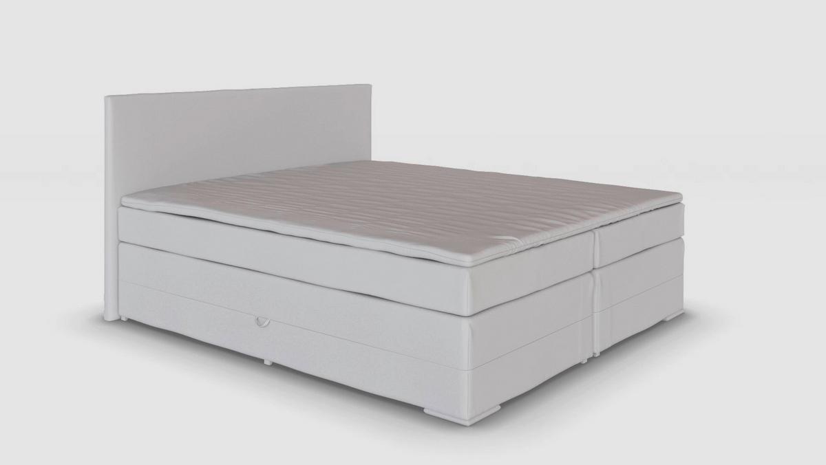 Boxspringbett mit Topper und Bettkasten 140x200 cm Messina - Chromfarben/Hellgrau, KONVENTIONELL, Textil (140/200cm)