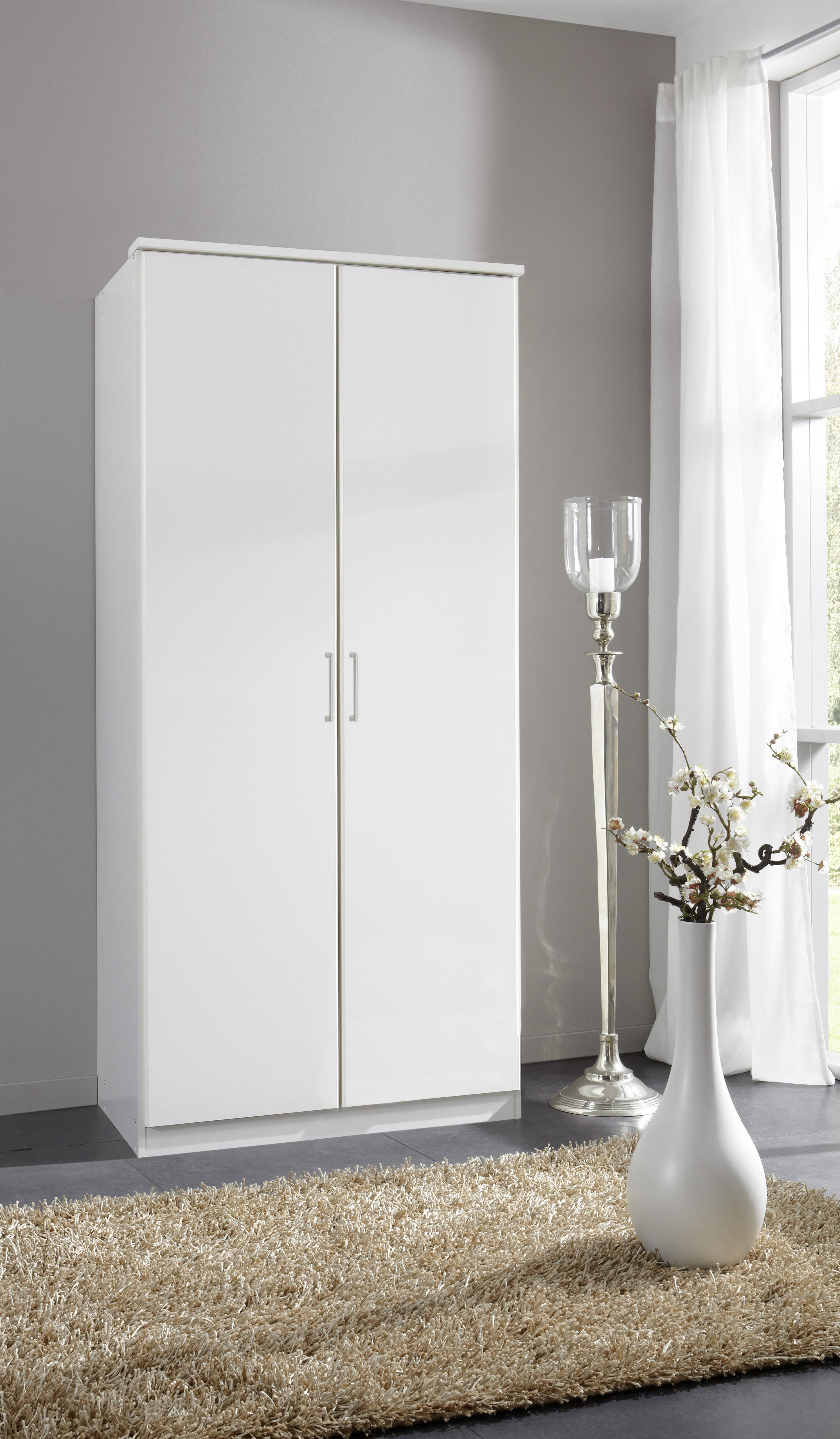 Šatní Skříň Osaka Šířka 90cm - bílá/barvy hliníku, Konvenční, kompozitní dřevo/plast (90/199/58cm) - MID.YOU
