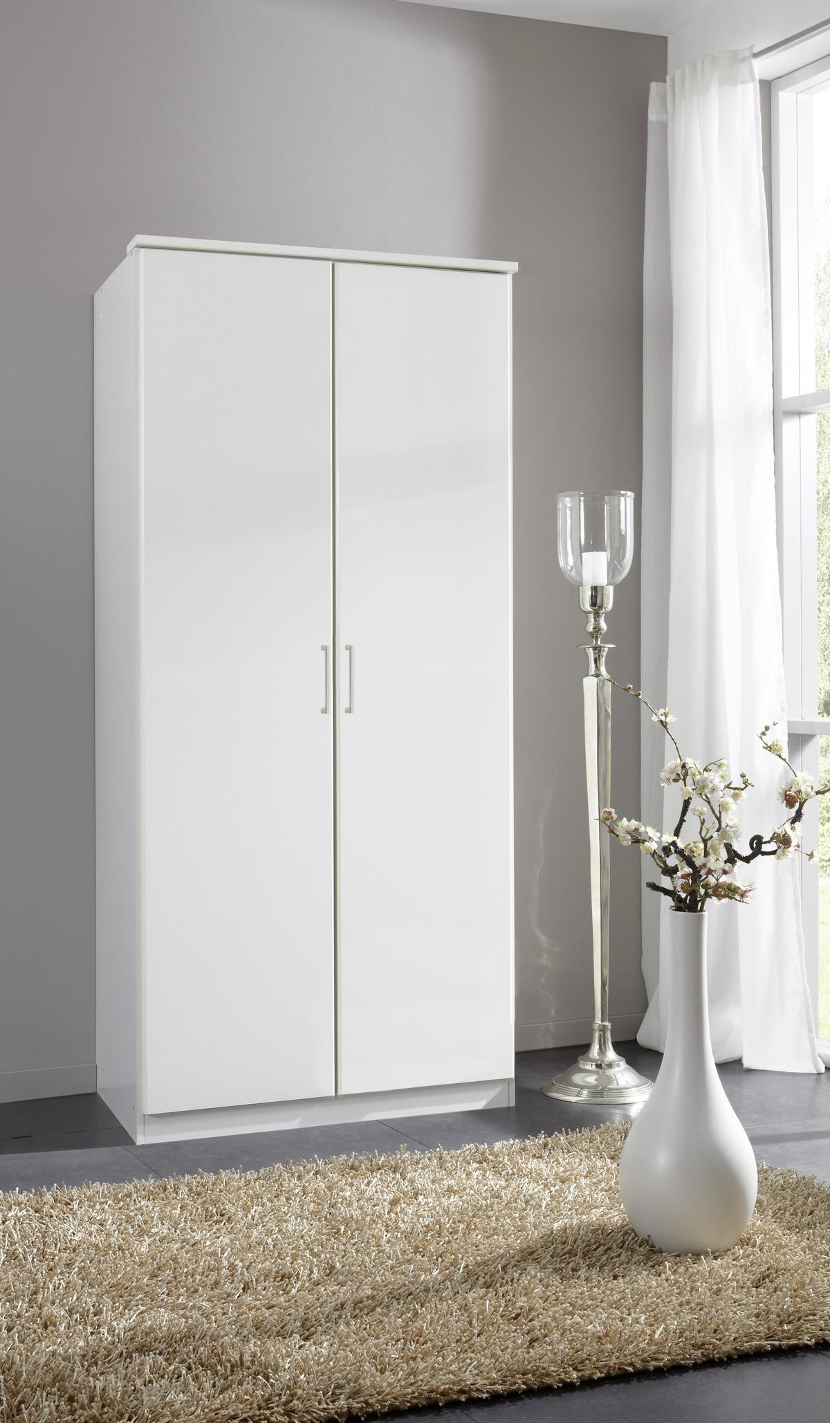 Šatníková skriňa OSAKA šírka 90cm - biela/hliníková, Konventionell, kompozitné drevo/plast (90/199/58cm) - MID.YOU